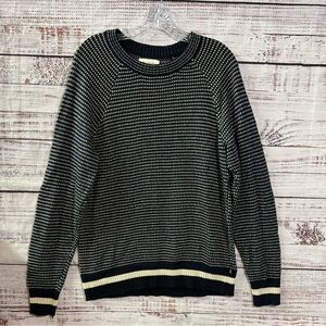 Free Assembly Classic Navy and Cream Crewneck Sweater
